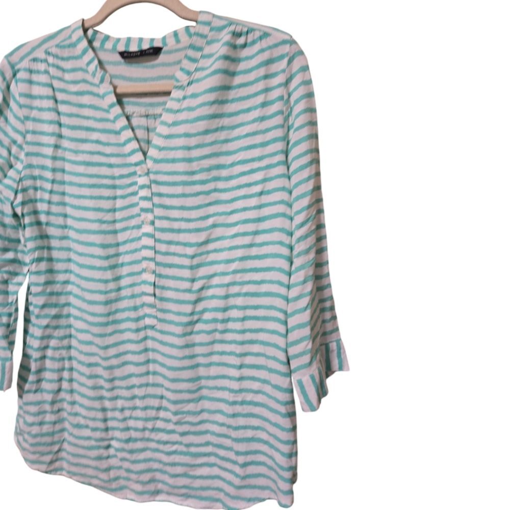 MILADYS Green & White Striped Shirt - 12/36